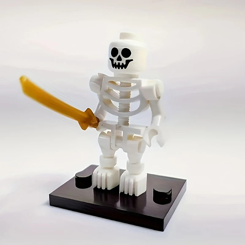 Skeleton Soldiers Building Blocks Set for Halloween Decorations - 12 Pieces, Interlocking Mini Figures