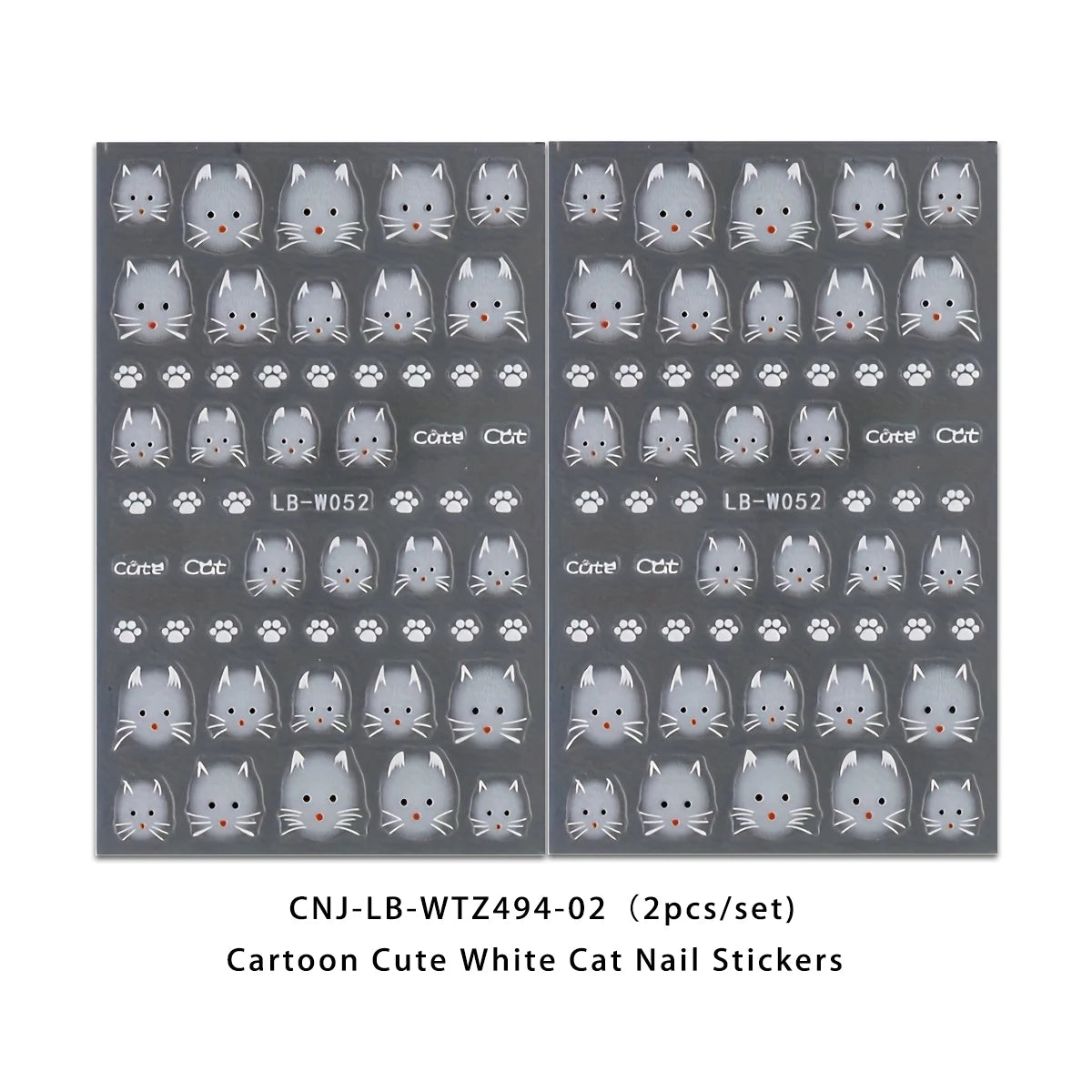 Cute White Cat Nail Stickers - Easy DIY Nail Art for Gifts & Parties