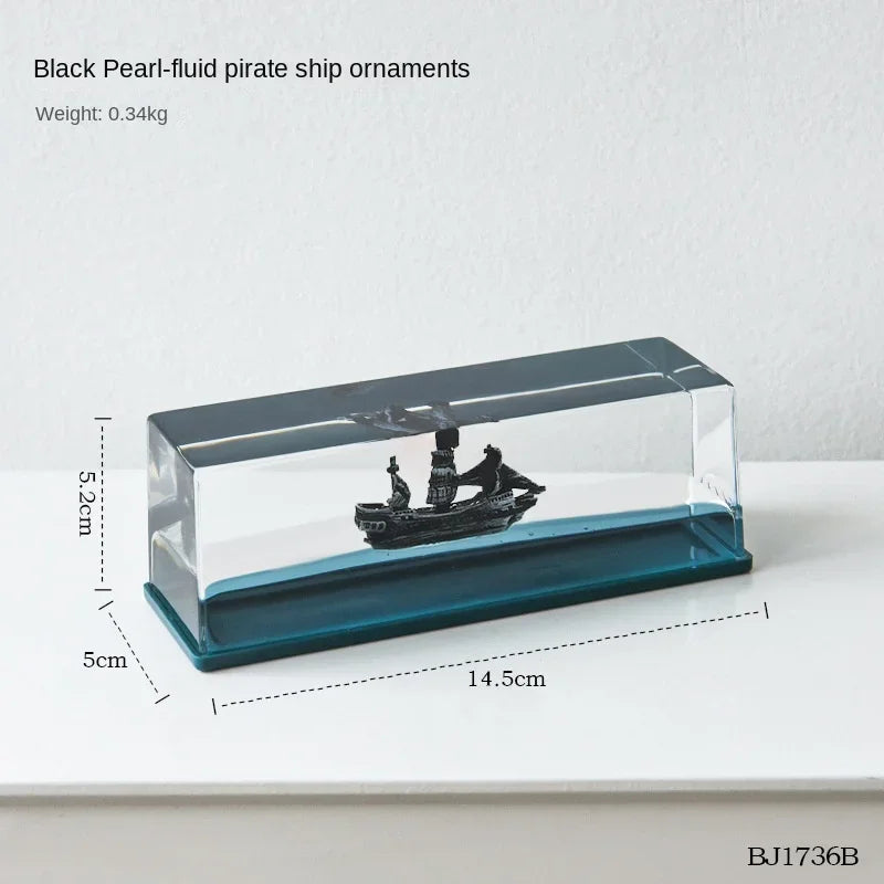 Floating Ship Desk Decor - One Piece Going Merry & Thousand Sunny Liquid Boat