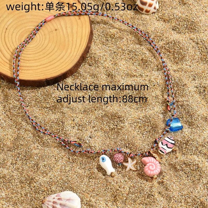 Ocean Style Ceramic Fish Pendant Necklace for Women Girls Beach Jewelry Gift