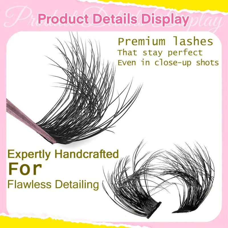 Extra Volume & Length Natural Effect Eyelash Cluster Extensions - Reusable DIY 12 Rows