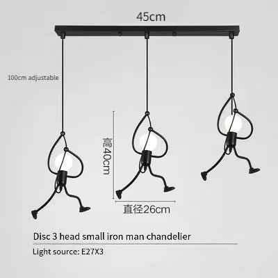 Retro Wrought Iron Chandelier for Restaurant Cafe Living Room Modern Creative Lighting