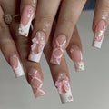 24 Square False Nails with Jelly Glue Sticker and Nail File - Manicure Set