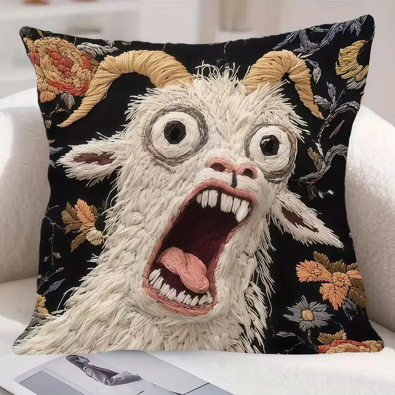 Screaming Goat Pillow Cover 45x45cm Soft Plush Decorative Throw Pillow Case for Sofa