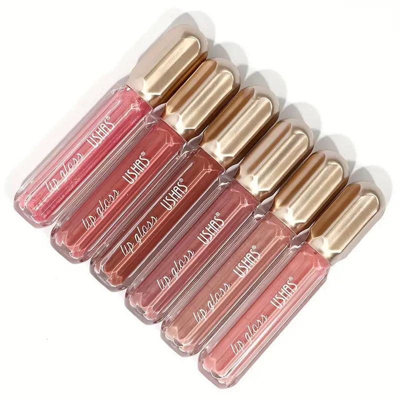 Long Lasting Waterproof Lip Gloss with Glitter & Moisturizing Shine - 6 Colors
