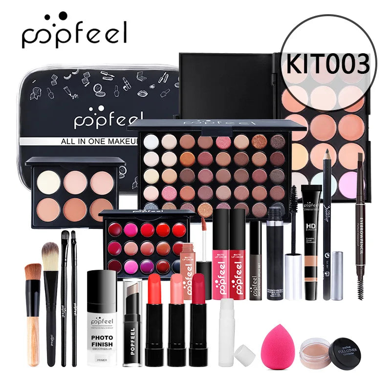 Complete Makeup Kit for Women - Eyeshadow Palette, Lip Gloss, Mascara & Brushes