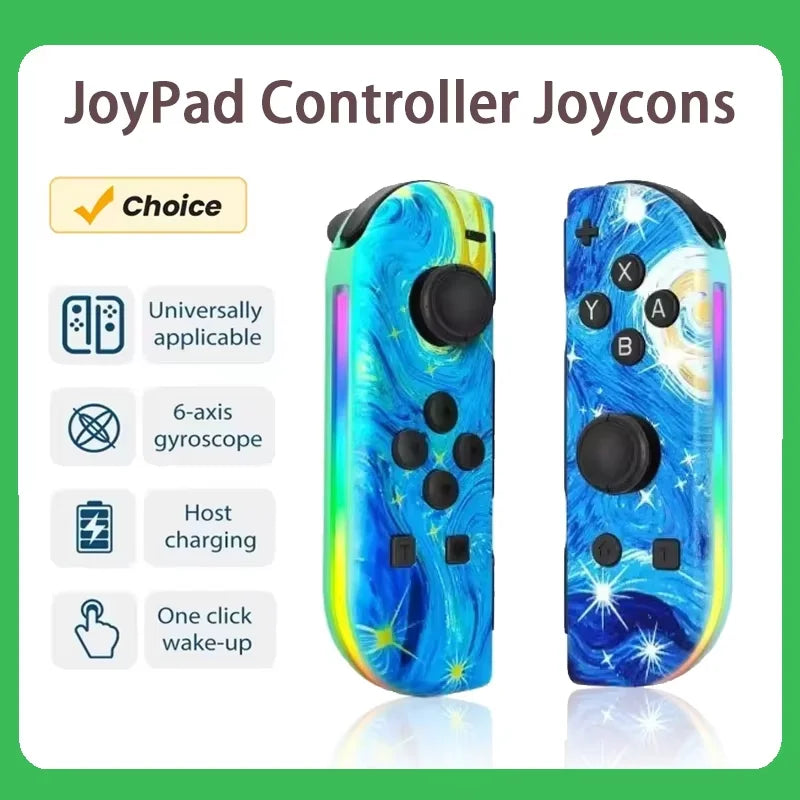RGB LED Joypad Controller for Switch with Dual Vibration - Multiple Colors
