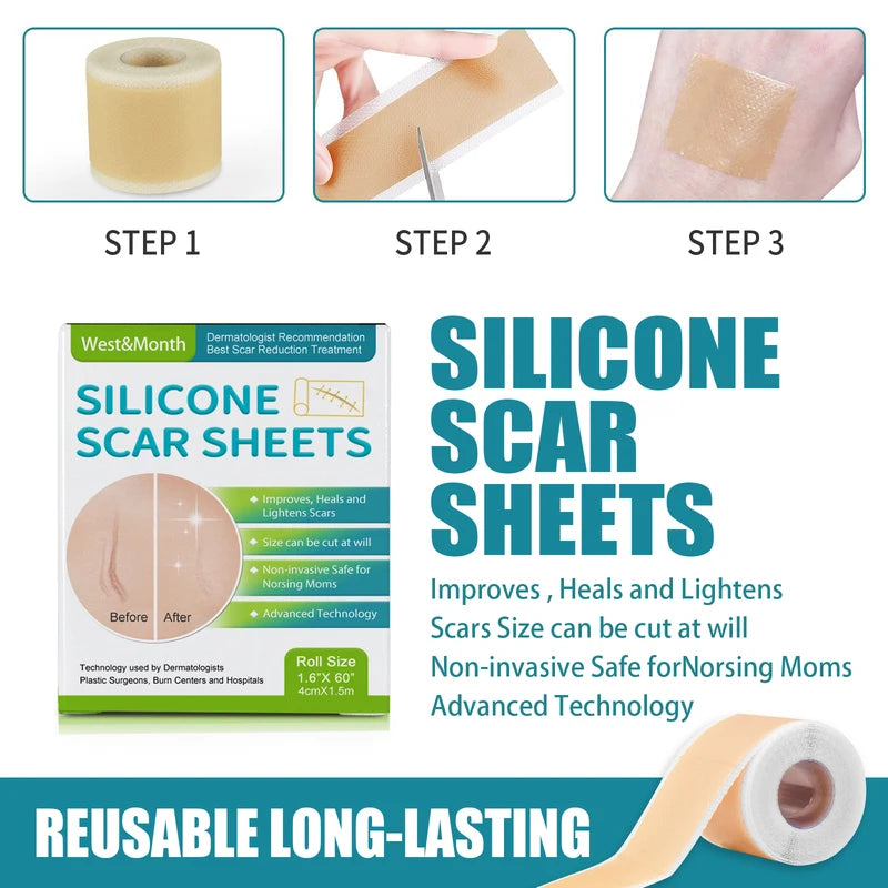 Reusable Silicone Scar Sheets for Surgical & Hypertrophic Scars - Medical Grade, Custom Fit
