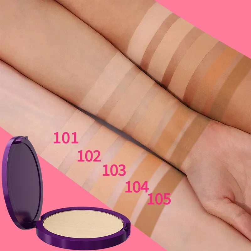 Matte Full Coverage Pressed Powder Foundation - 24H Long Lasting Face Makeup
