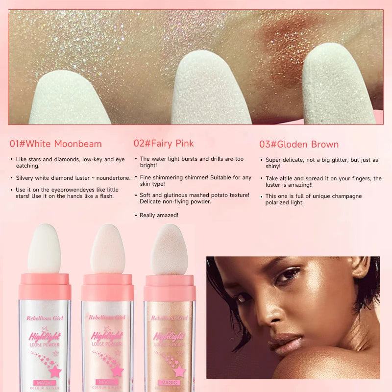 Glitter Wand Highlighter Powder for Face & Body - Bridal Stage Makeup
