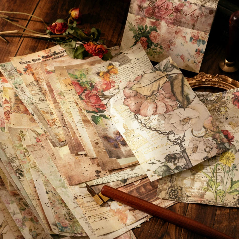 100 pcs Vintage Scrapbooking Paper Set for DIY Album & Craft Projects - Multiple Colors