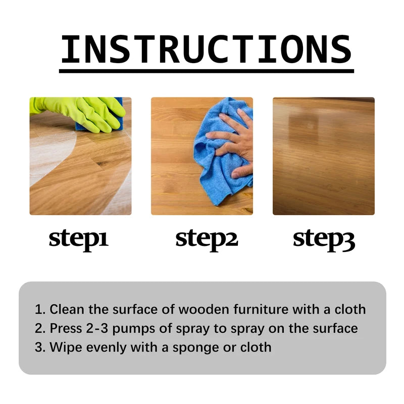 Beeswax Wood Polish Spray Furniture Scratch Repair Natural Shine Waterproof 120ml