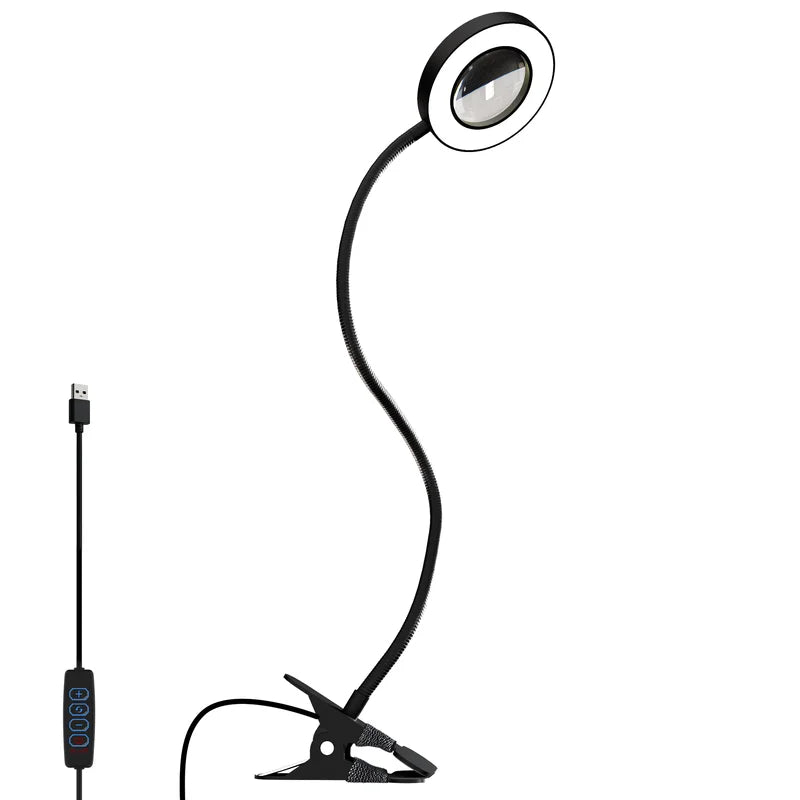 Magnifying Glass with Light - 5X LED Clip-On Lamp for Reading Crafts DIY
