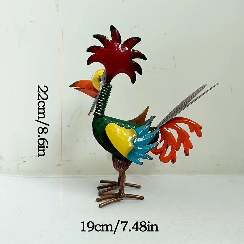 Funny Chicken Metal Garden Statue - Rooster Yard Decor Figurine