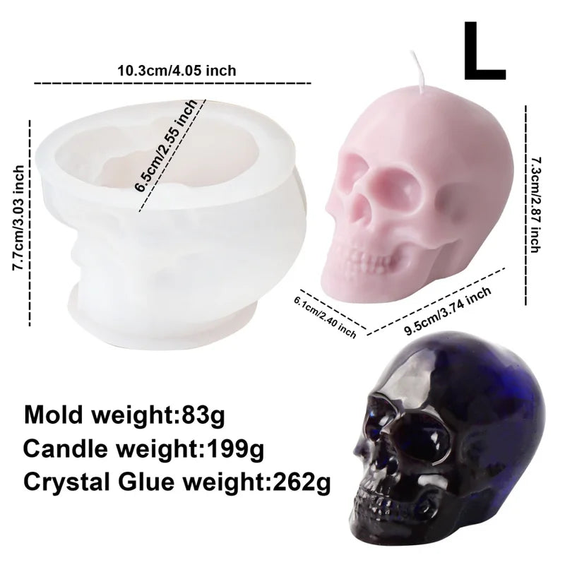 3D Human Skull Silicone Mold for Candle Making Halloween DIY Home Decor Gift
