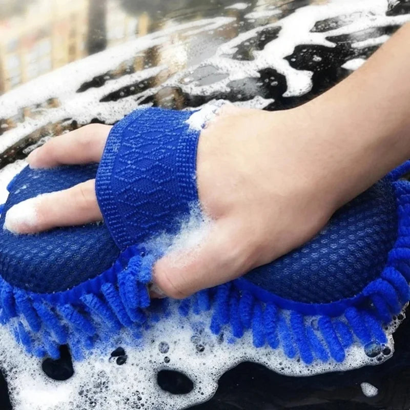 Microfiber Car Wash Sponge Cleaning Brush Pad - Blue