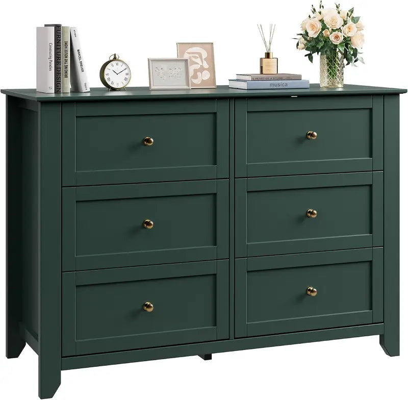 6-Drawer Tall Storage Cabinet, Space-Saving Modern Chest for Bedroom or Closet