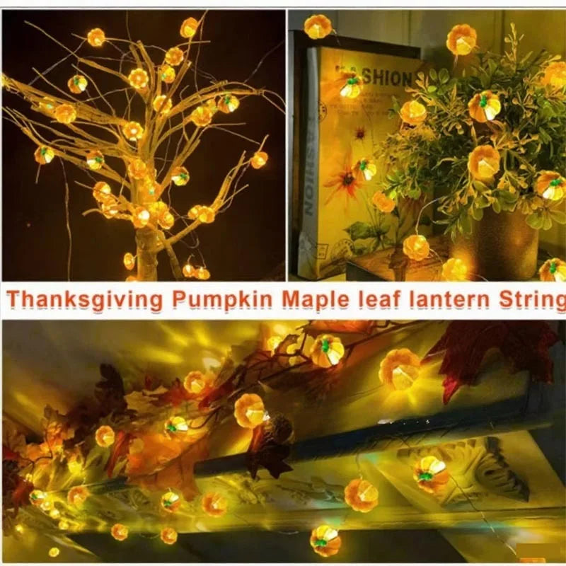 Pumpkin LED String Lights 1M 10 Bulbs Halloween Party Decor for Home & Garden
