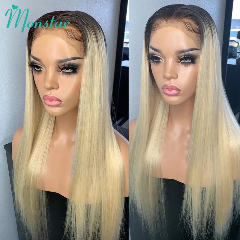 Full Lace Human Hair Wigs for Women - Brazilian Straight & Ombre Blonde Options