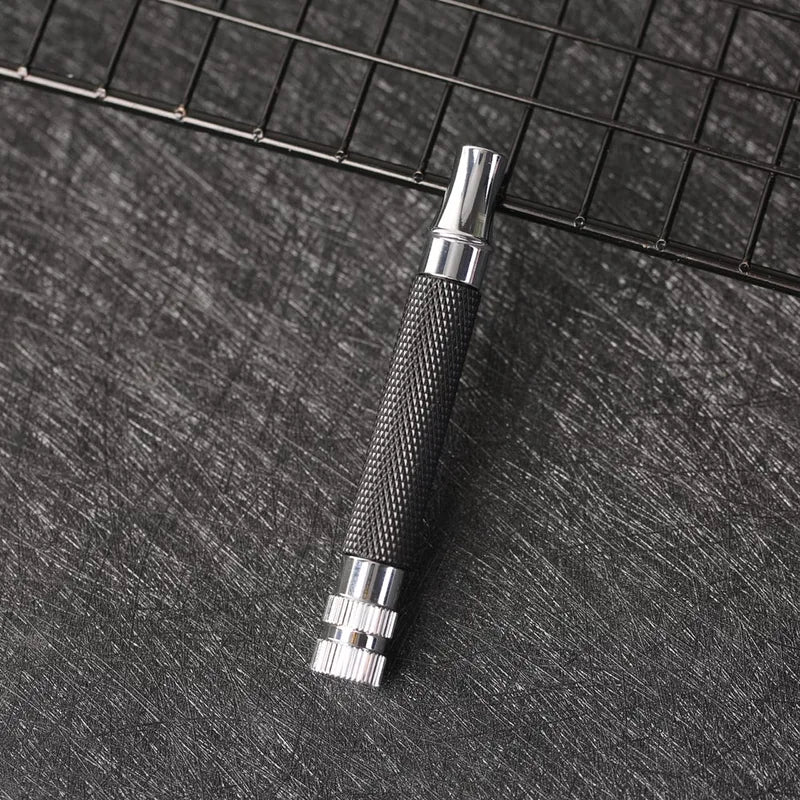 Brass Safety Razor Handle for Men Black and Chrome Finish 91mm