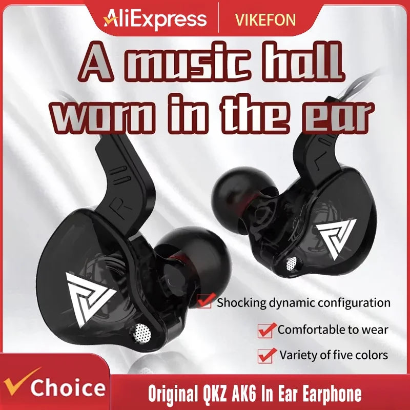 In-Ear Wired Headphones with Microphone, 6 Dynamic Drivers, HiFi Stereo Sound