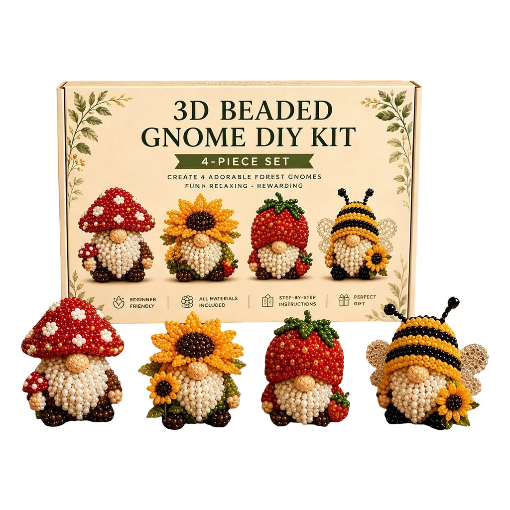 DIY Beaded Gnome Kit with Full Materials & Instructions - Multi-Purpose Craft Kit