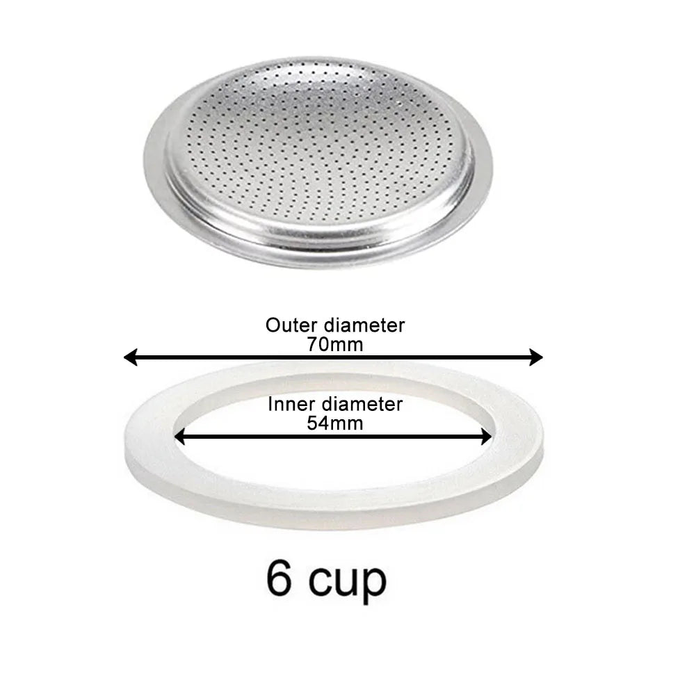 Silicone Coffee Rubber Seal & Filter Screen for Espresso Moka Pot Replacement