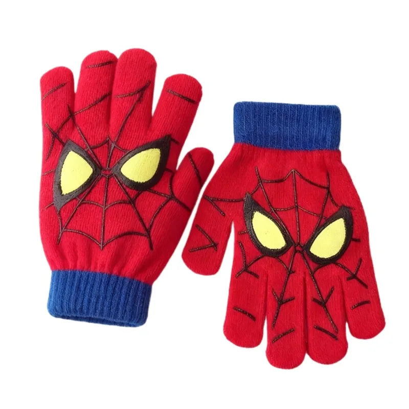 Kids Winter Knitted Gloves with Spider Pattern - Soft & Warm for Daily Wear & Christmas Gift