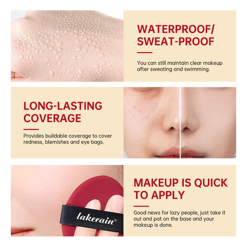 Waterproof Air Cushion Foundation with SPF - Full Coverage, Lightweight, Long-Lasting Makeup