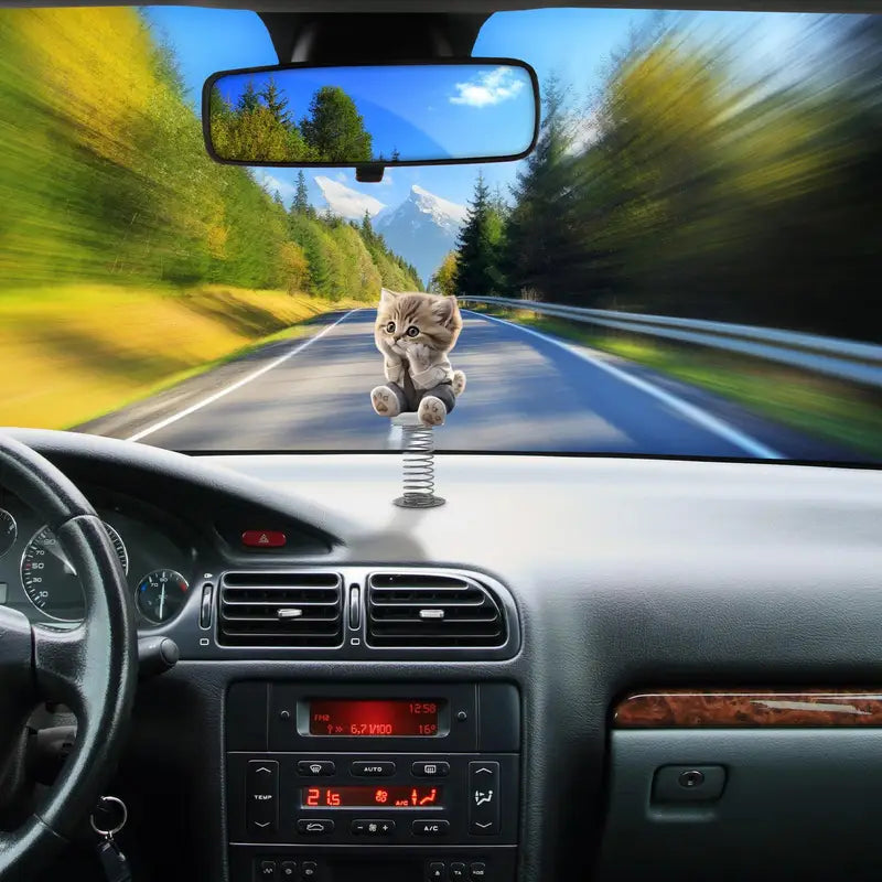 Cute Cat Bobble Dashboard Toy - 2D Shake Head Car Interior Decor