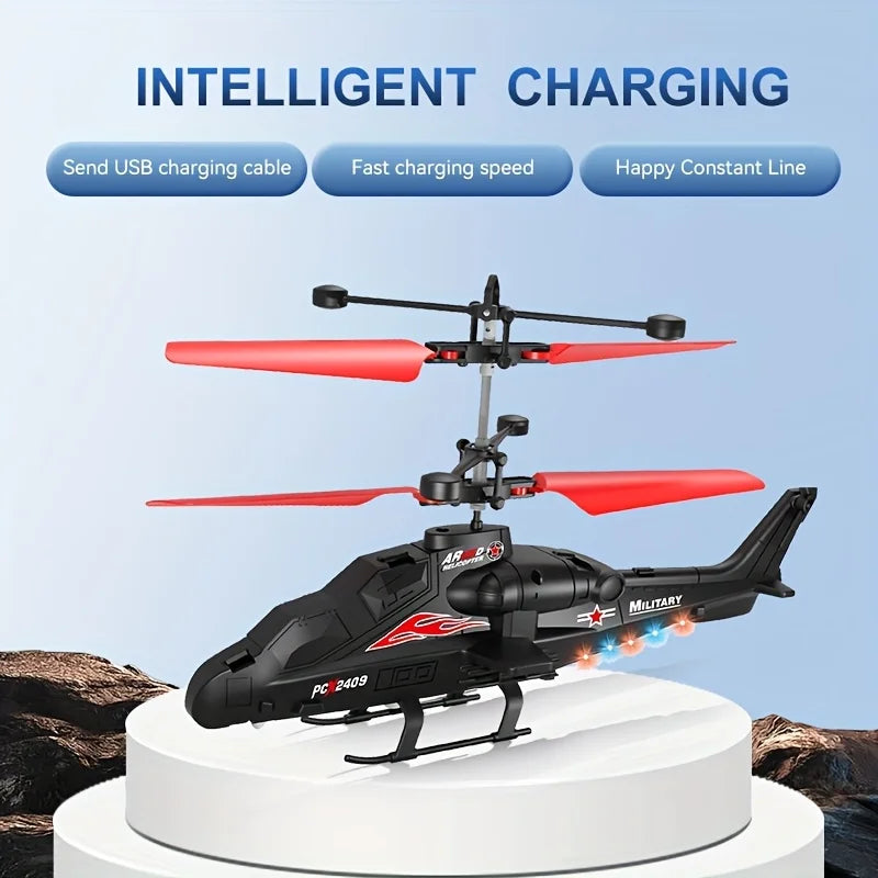 2-Way Remote Control Airplane Helicopter with LED Lights & USB Charging - Toy Drone