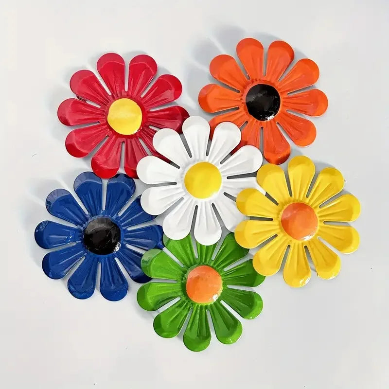 Outdoor Wall Sunflower Metal Decor 6-Pack Weatherproof Garden Art for Yard & Housewarming Gift