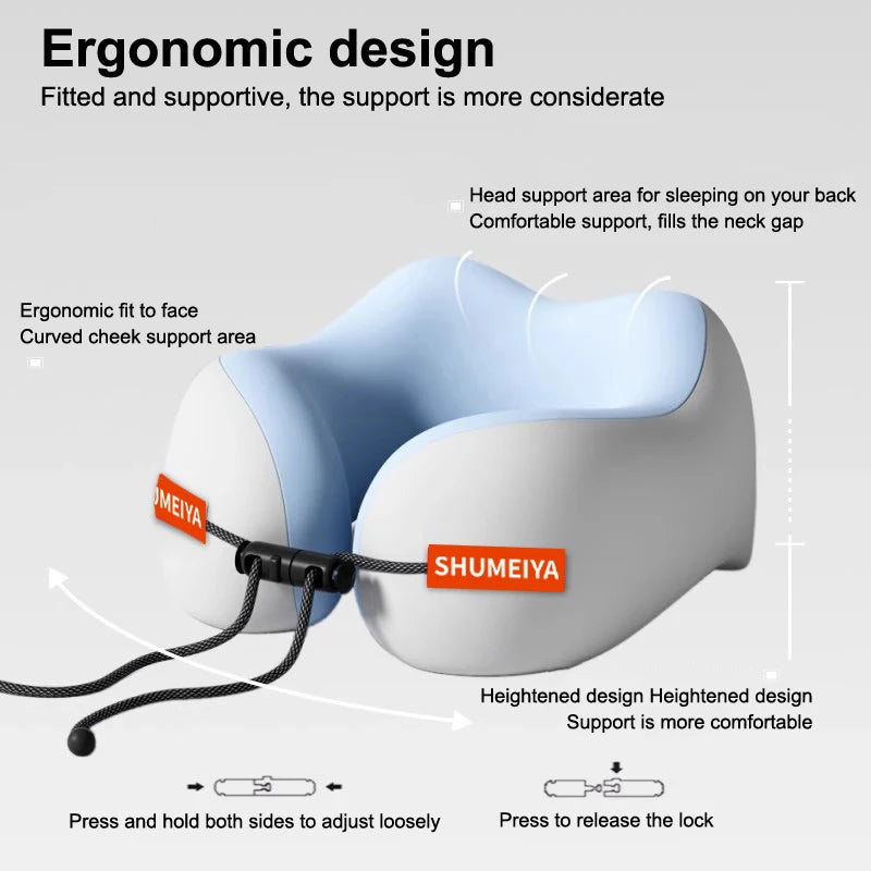 Travel Memory Foam U-Shaped Pillow Neck Support for Airplane & Travel