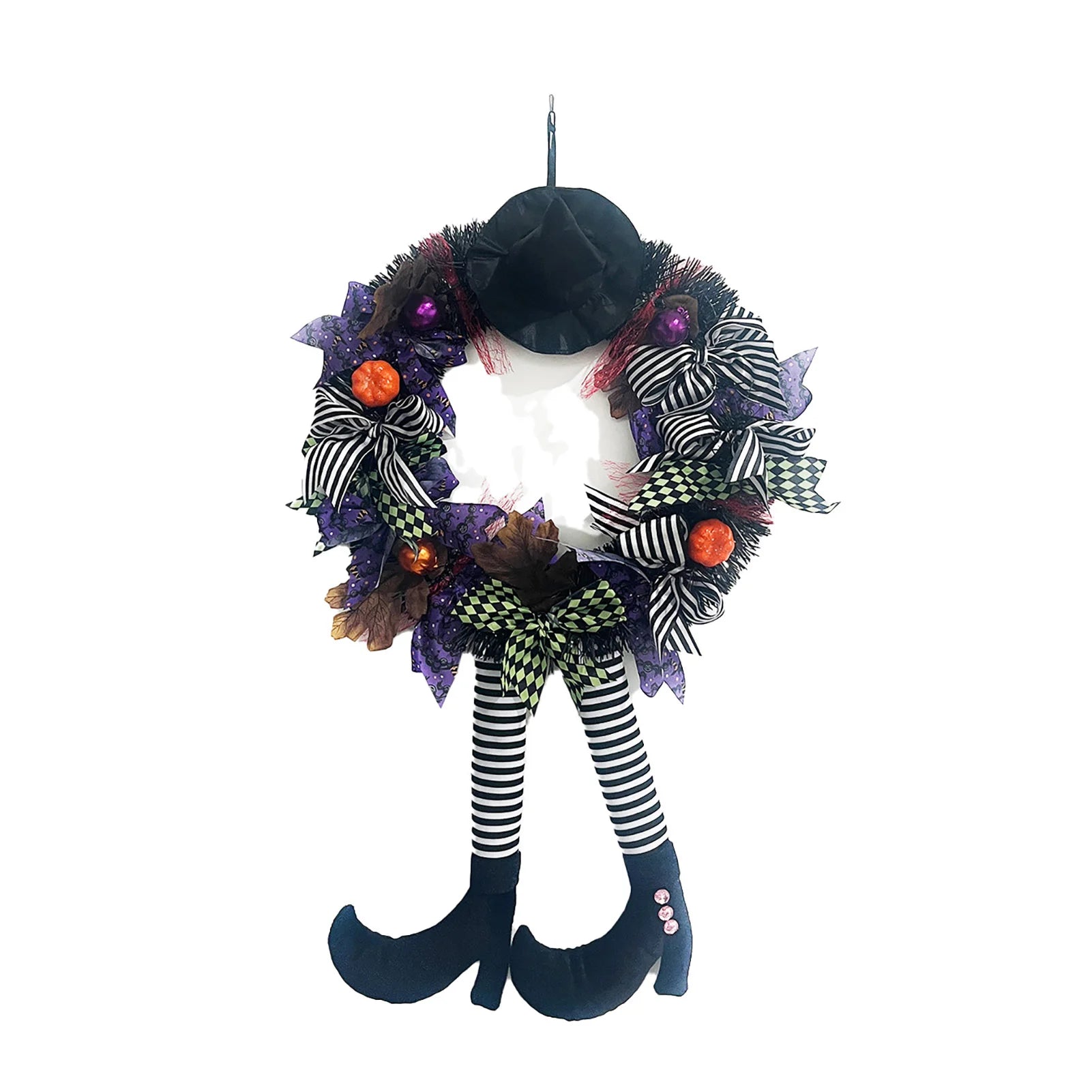 Halloween Witch Wreath with Legs Garland Wall Hanging Door Decor