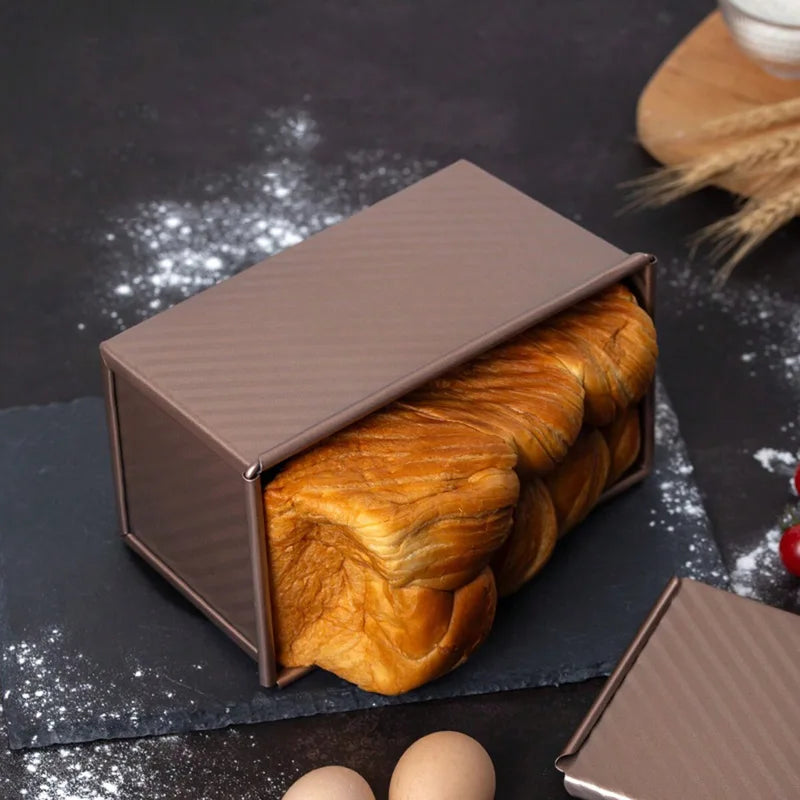 Non-Stick Golden Loaf Pan with Lid - Durable Baking Mold for Oven, Rust-Resistant