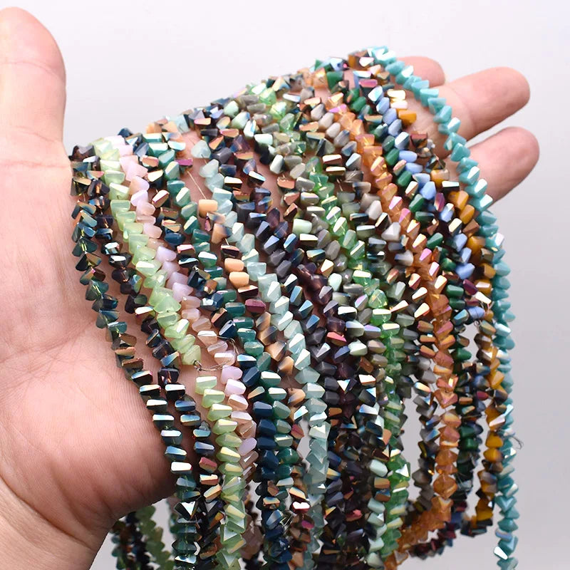 Faceted Triangle Glass Beads for Jewelry Making - Loose Crystal Spacer Beads