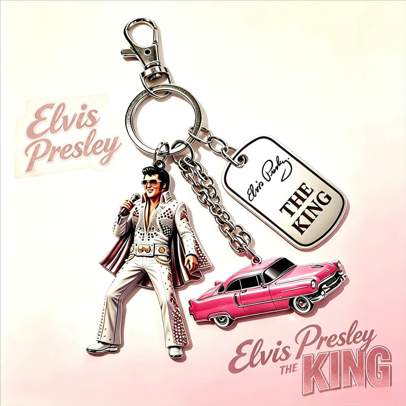Michael Jackson Elvis Presley Dance King Keychain - Fashionable Singer Pendant