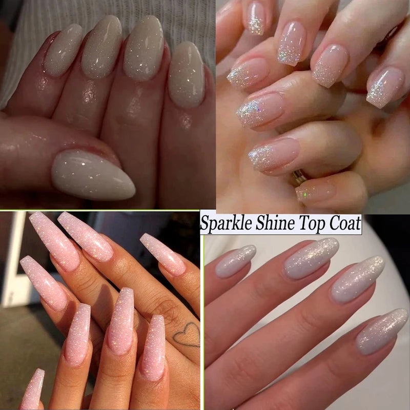 UV Gel Nail Top Coat No Wipe Glitter Sealer 15ml Long-Lasting Shine