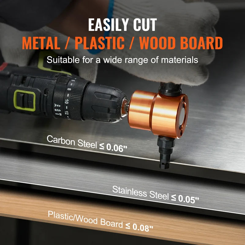 Double Head Metal Nibbler Cutter for Drills - 360° Rotating, Up to 1.6mm Thickness