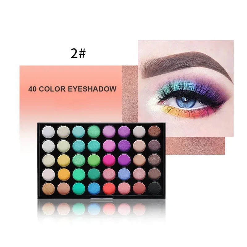 Waterproof Glitter Eyeshadow Palette - Matte, Pearlescent & Shine Nude Colors for Professional Eye Makeup