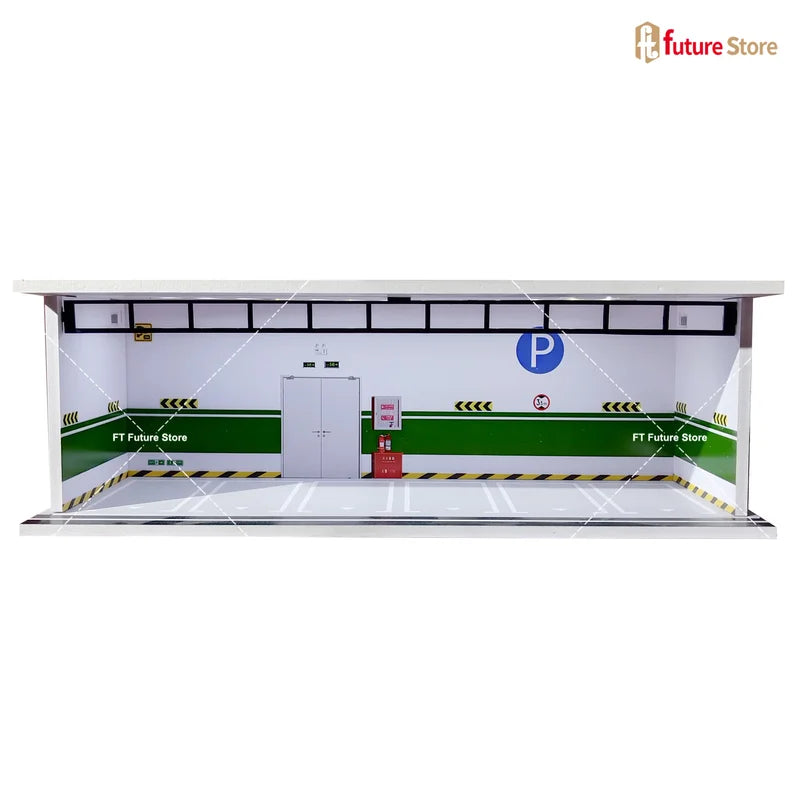1/64 Scale Garage Scene Model with Lighting for Miniature Cars and Figures
