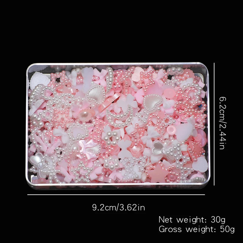 Mixed 3D Nail Charm Set with Resin Love Bow and Pentagram for Manicure