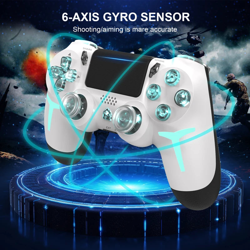 Wireless Game Controller for PS4, PS3, PC with RGB Lighting & Bluetooth