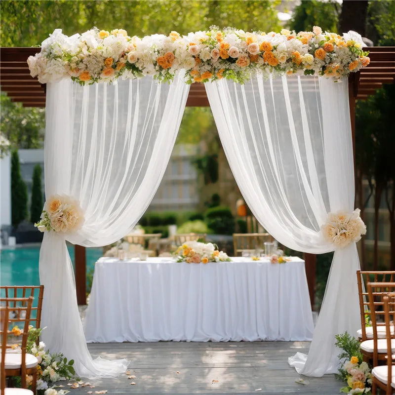 5FT×10FT Chiffon Backdrop Curtain for Wedding Party Halloween Decor Sheer Photography Background