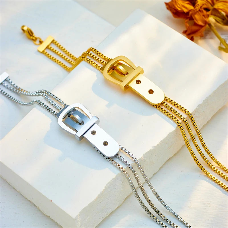 Multilayer Chain Bracelet for Women with Butterfly Heart Belt Design - Jewelry Party Gift