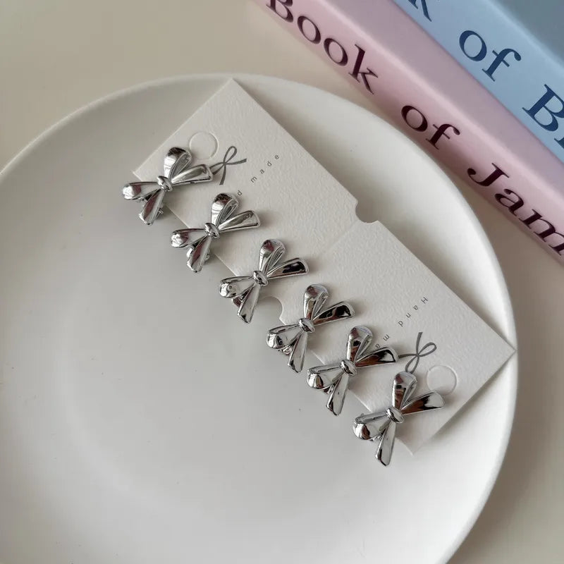 6Pcs Women's Gold Bow Hairpins Set - Mini Hair Accessories for Girls