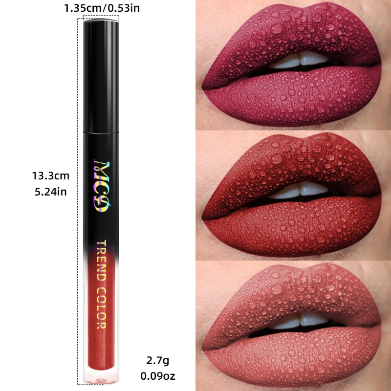 Matte Waterproof Lip Gloss Liquid Lipstick - 19 Colors, Nude to Red