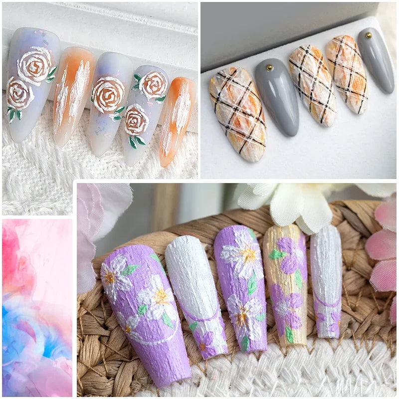 3D Sand Gypsum Gel Nail Art Kit - Textured Painting & Sculpting Gel