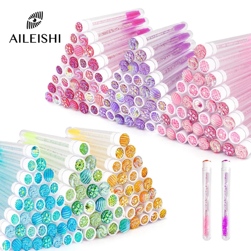 Disposable Eyelash Brush Set with Storage Tube - Reusable Mascara Wands & Lash Spoolies