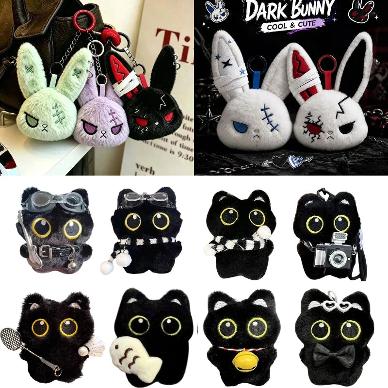 Halloween Cat Keychain Pendant Gothic Plush Bag Charm Kids' Toy Accessory
